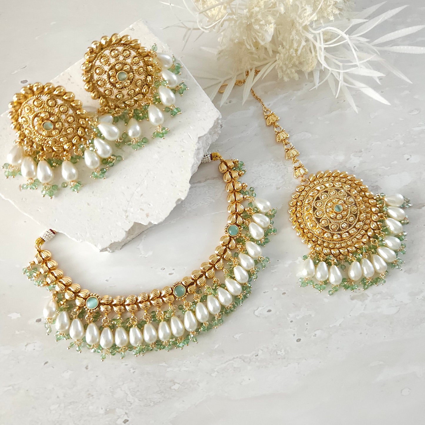 Raiza necklace set - Mint