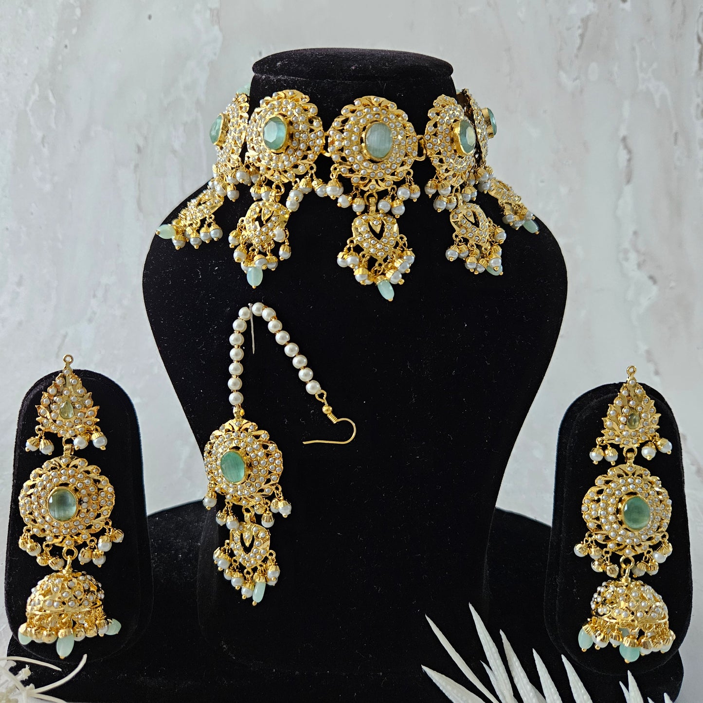 Bhavna necklace set - Mint