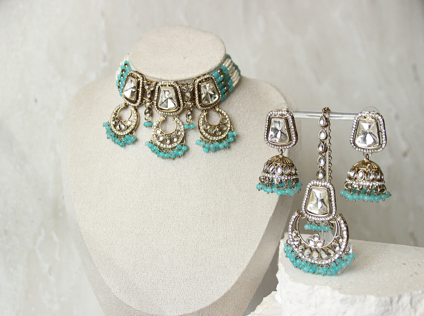 Shazia choker necklace set - Blue