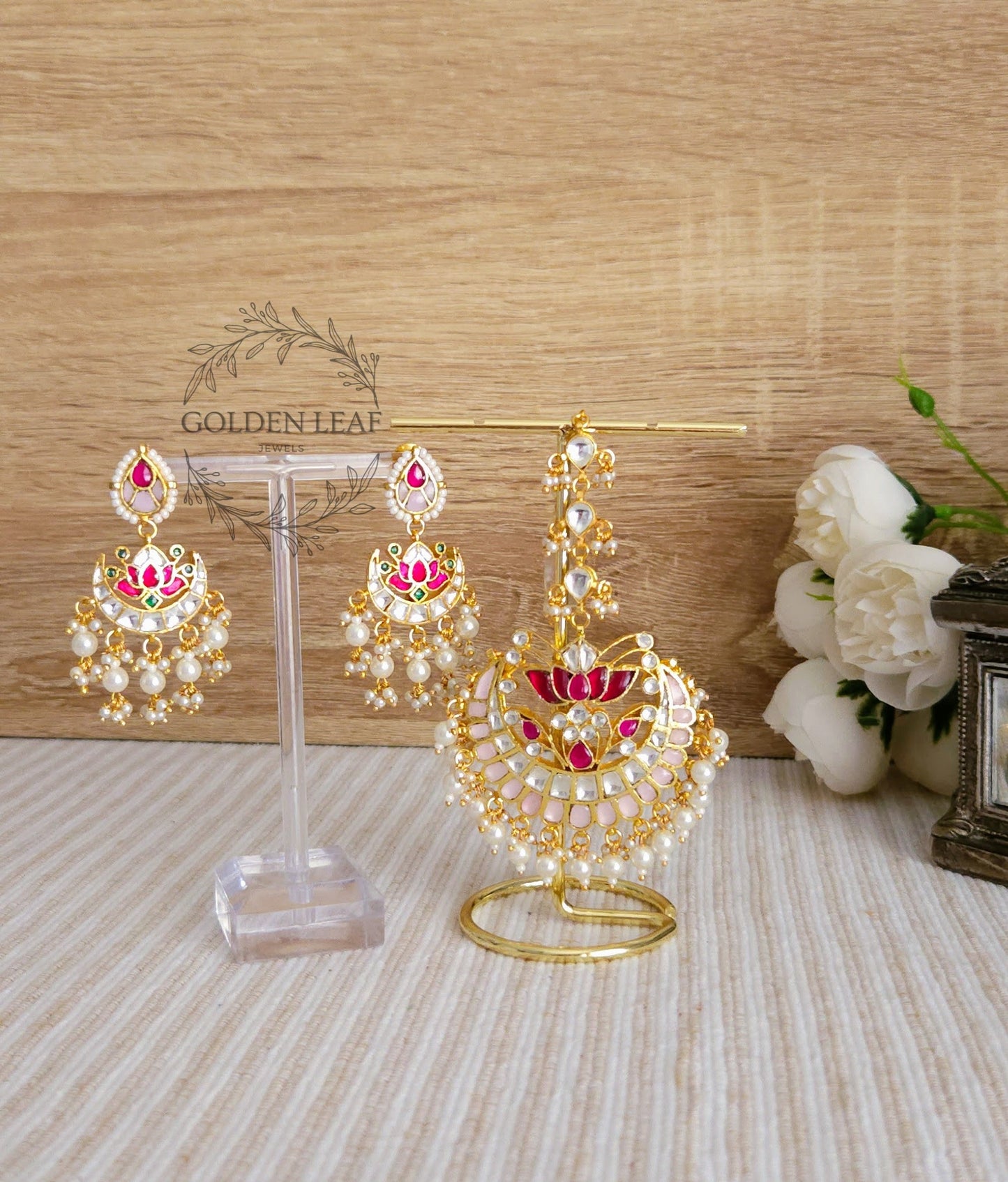 Zoya Earring and Tikka Set - Pink