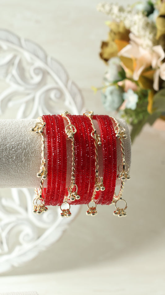 Kashmiri Bangles - Glitter Red