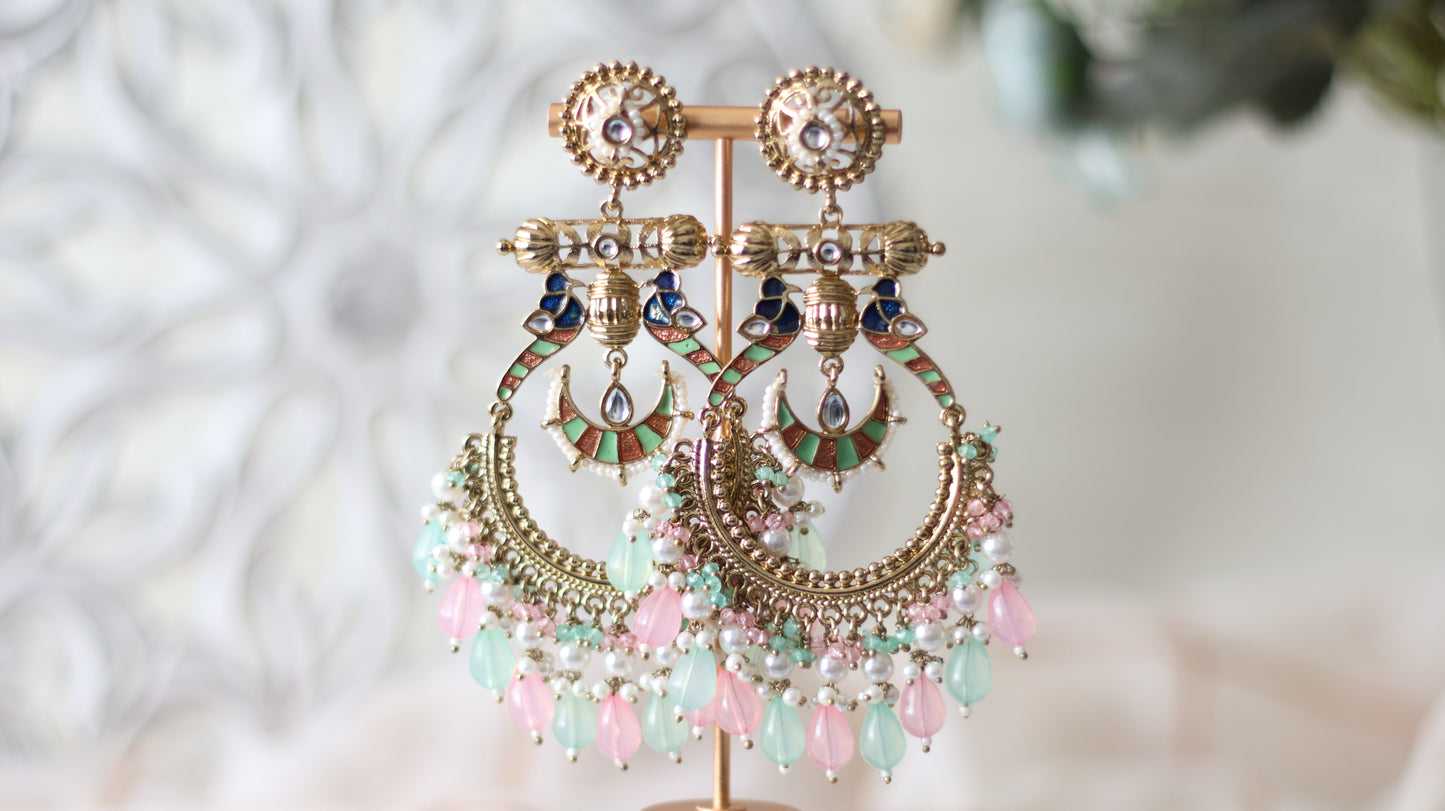 Laila earrings - Mint/Pink