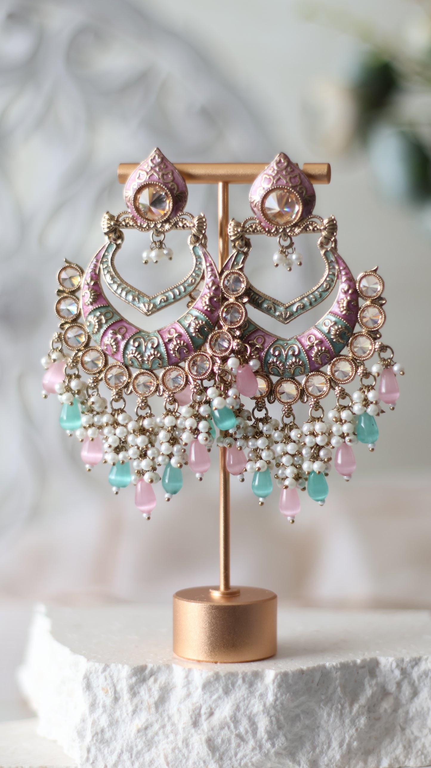 Tara earrings - Mint/Pink