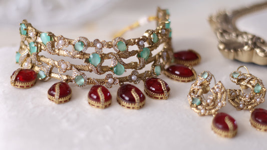 Wafa Necklace set - Ruby