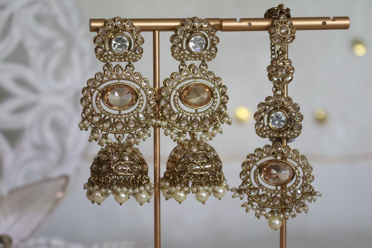Rani earrings tikka set - Gold