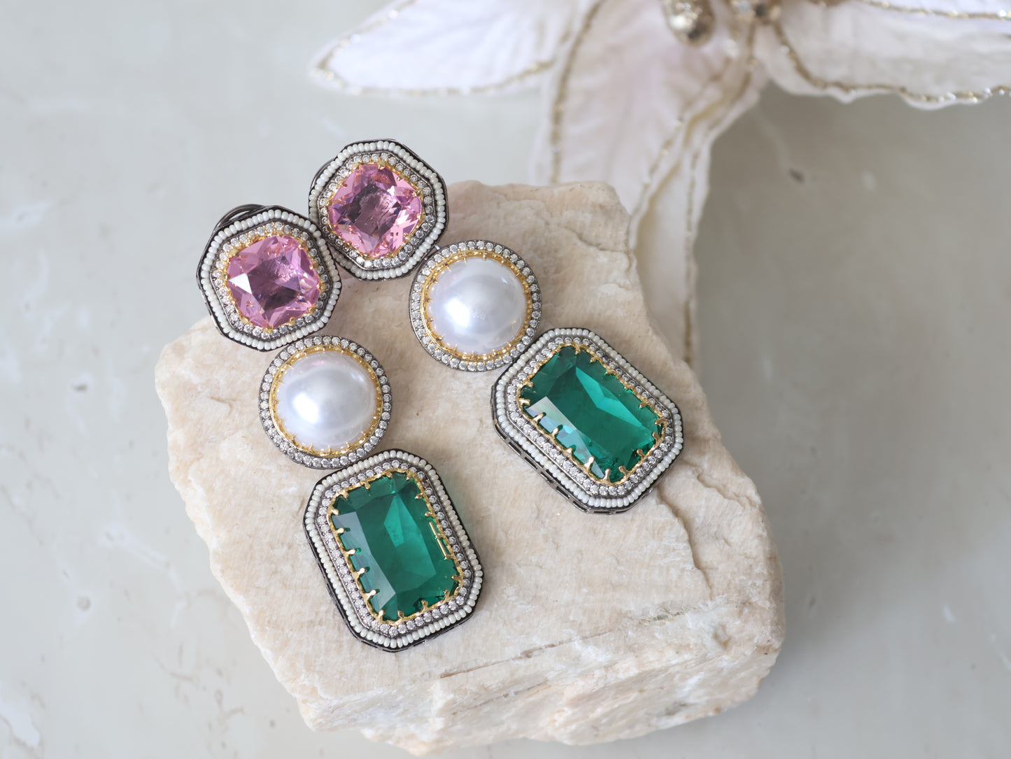 Celine earrings - Pink/Green