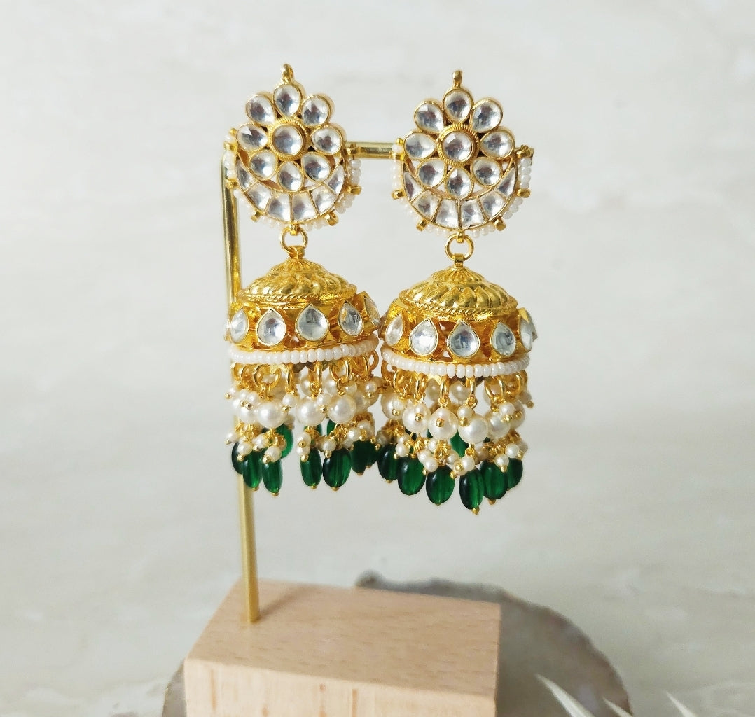 Mannat Earrings - Green