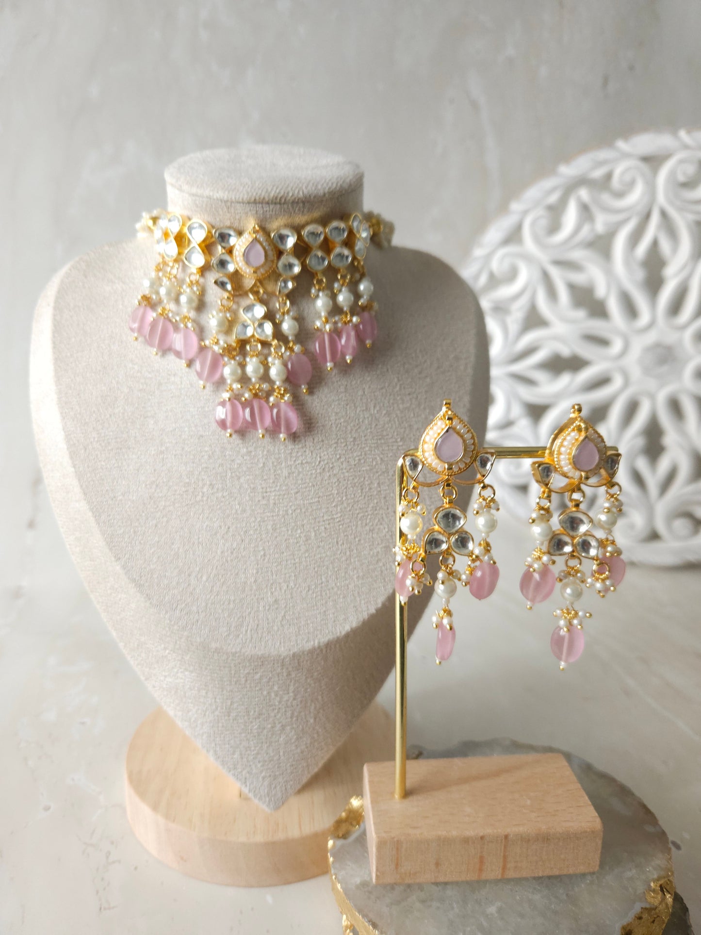 Suman necklace set - Light Pink
