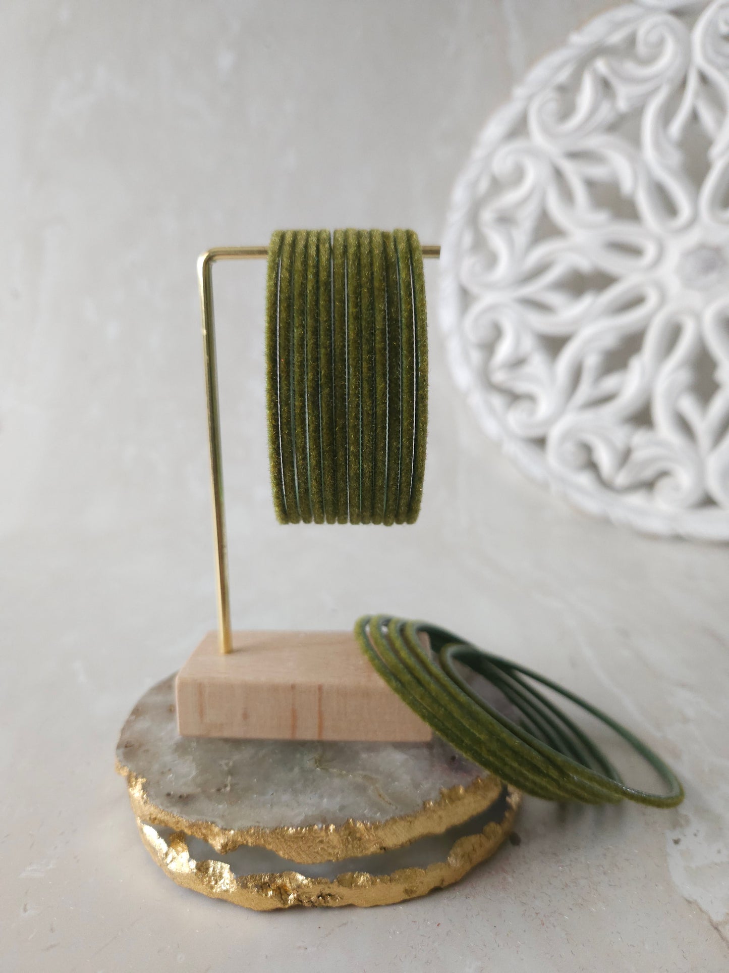 Bangles - Olive velvet