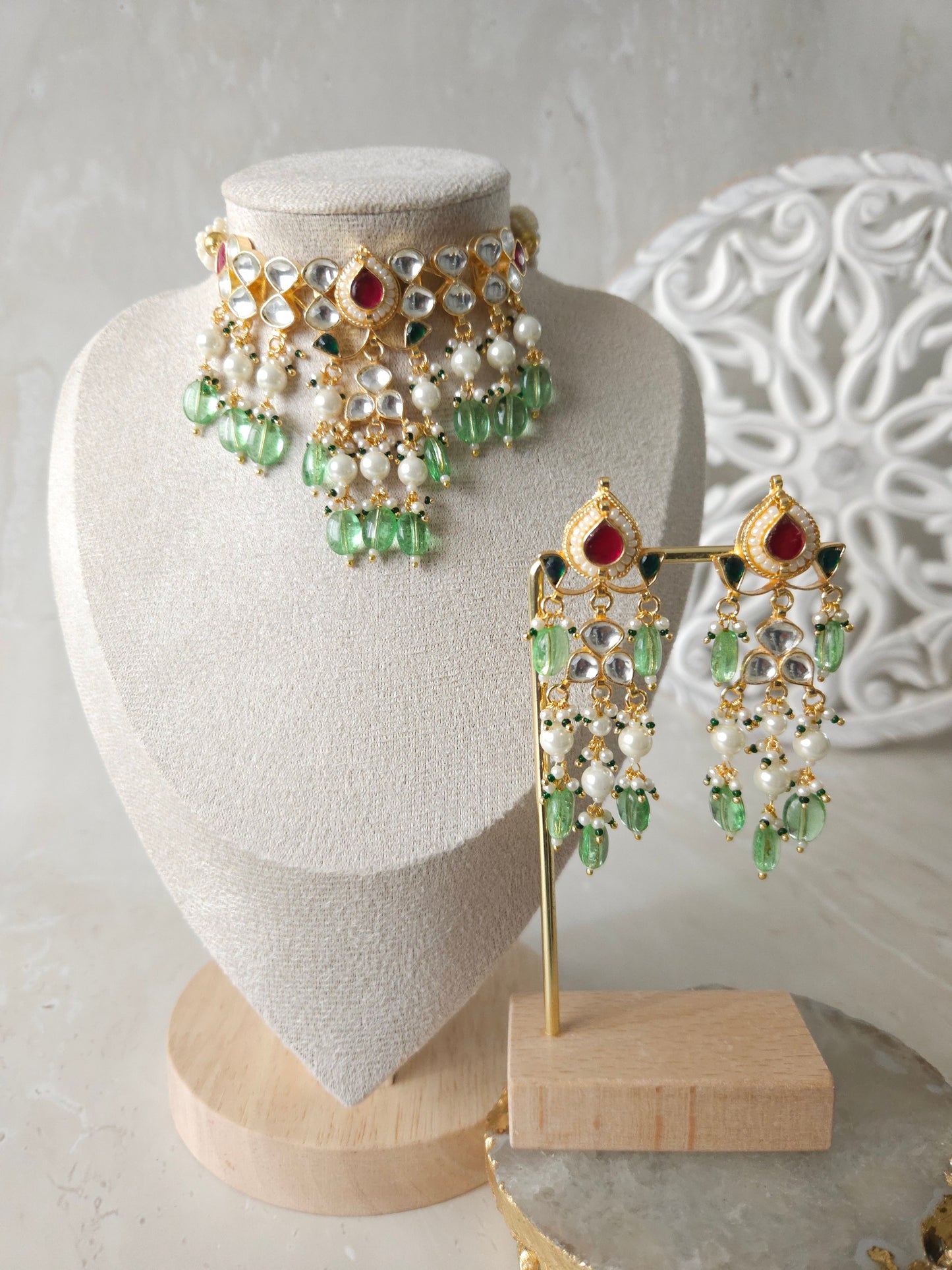 Suman necklace set - Mint