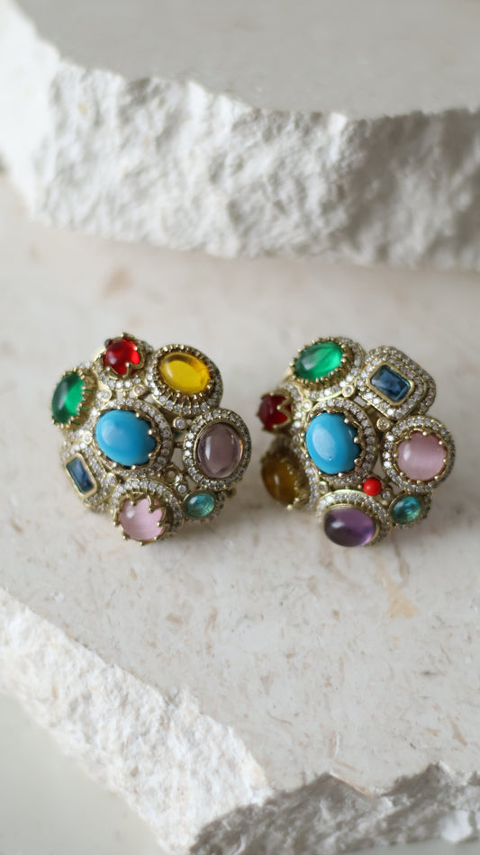 Amber studs - Aqua