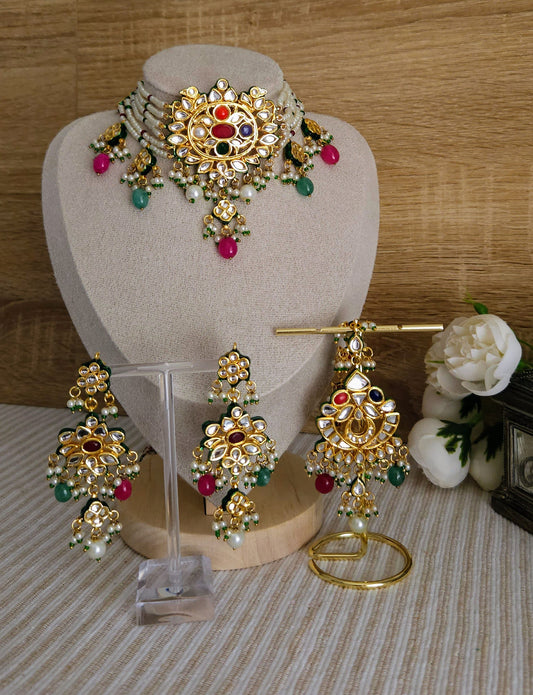 Innayat necklace set with tikka