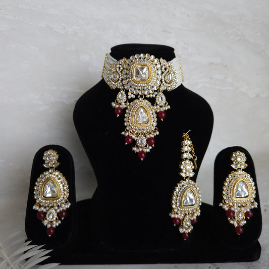 Jiya necklace set - Ruby