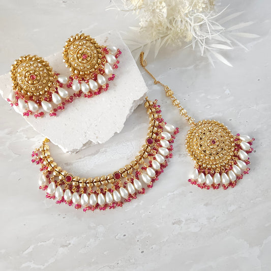 Raiza necklace set - Ruby