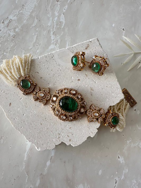 Faisa necklace set - Emerald