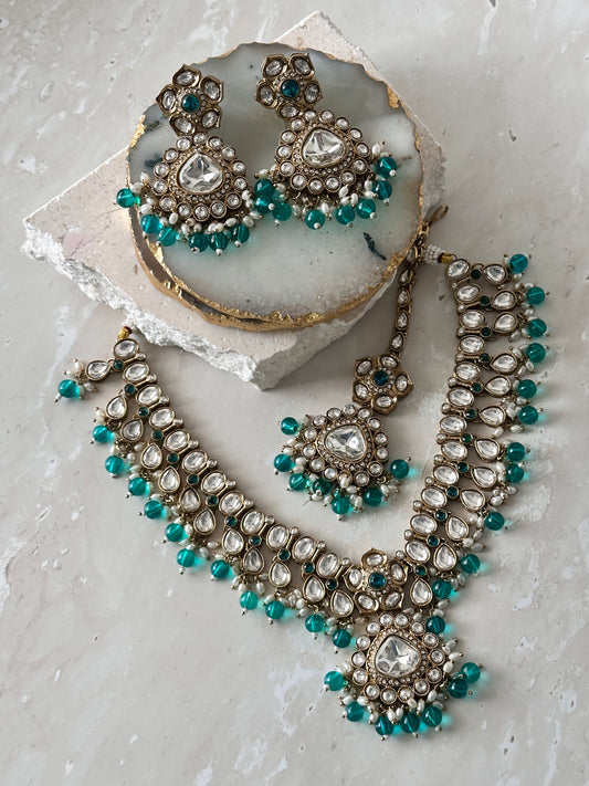 Afsana necklace set - Teal
