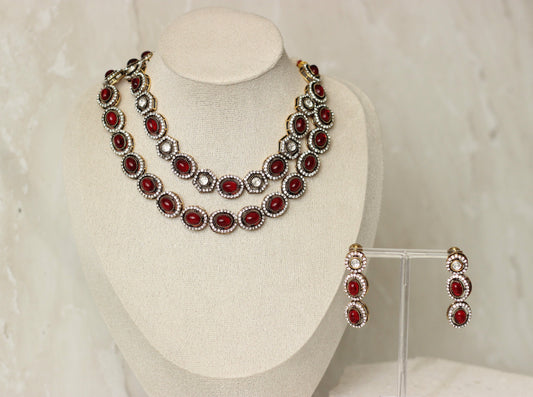 Keera necklace set - Ruby