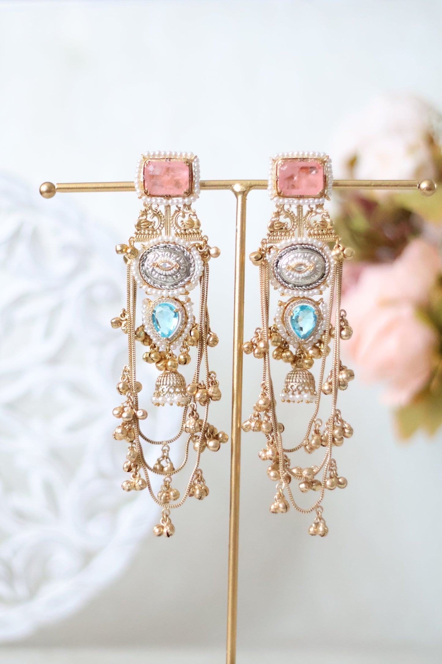 Soha earrings - Peach/Blue