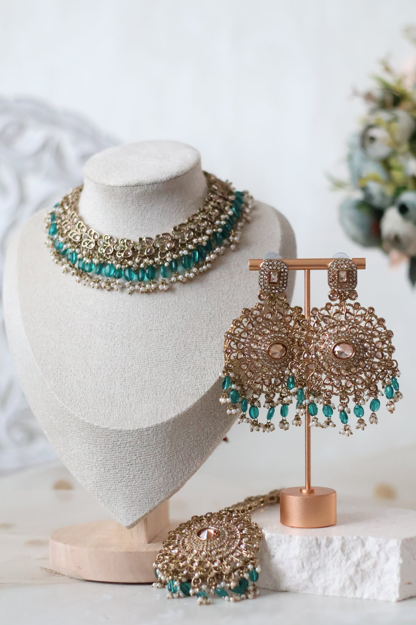 Heer necklace set  - Teal