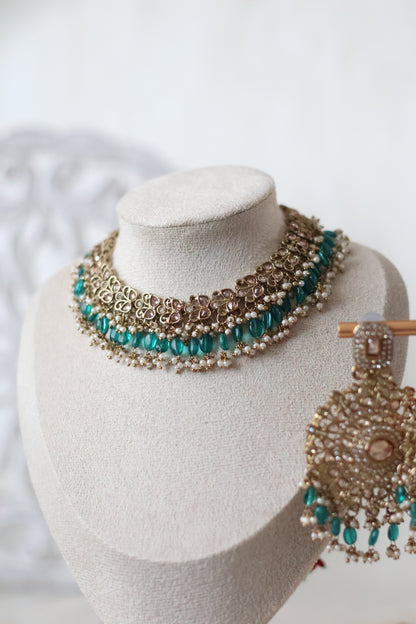 Heer necklace set  - Teal