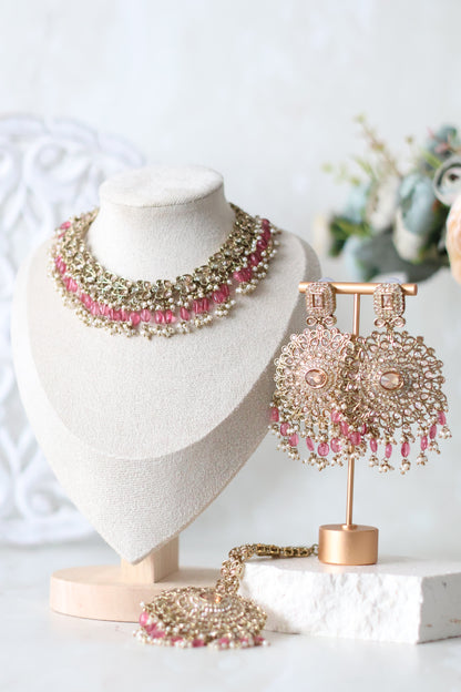 Heer necklace set  - Pink