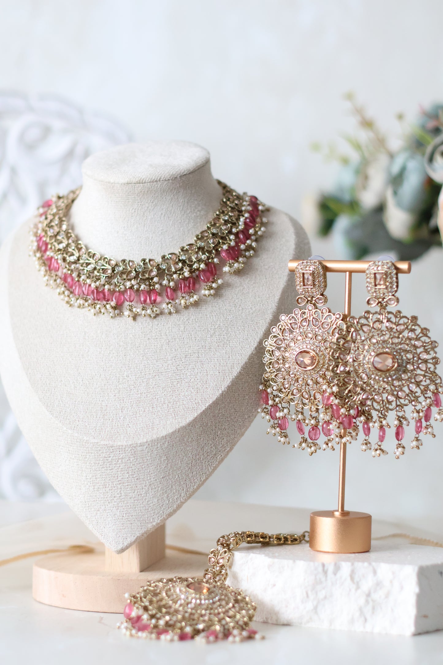Heer necklace set  - Pink