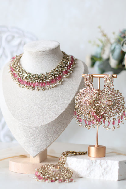 Heer necklace set  - Pink