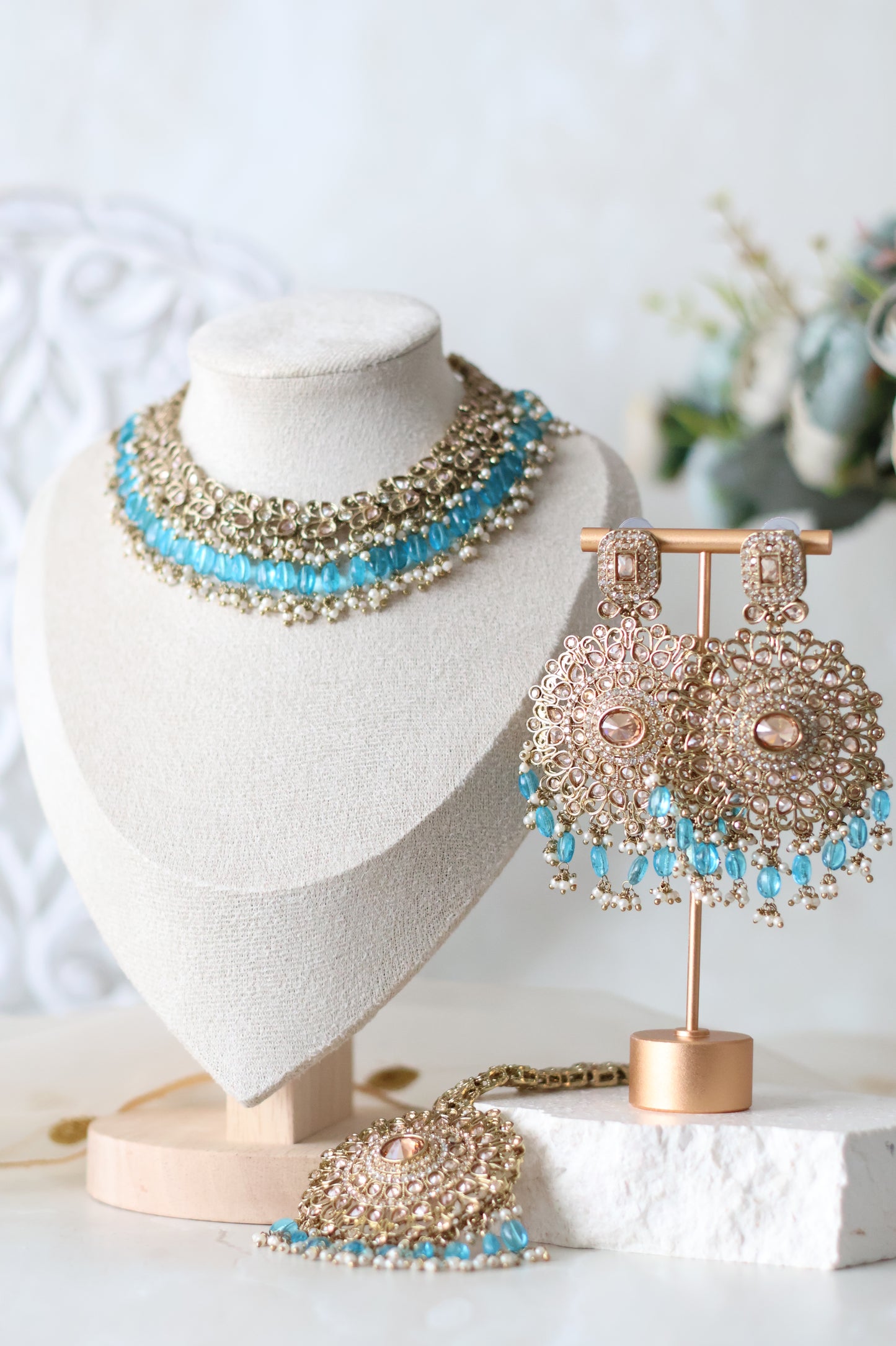 Heer necklace set  - Firozi