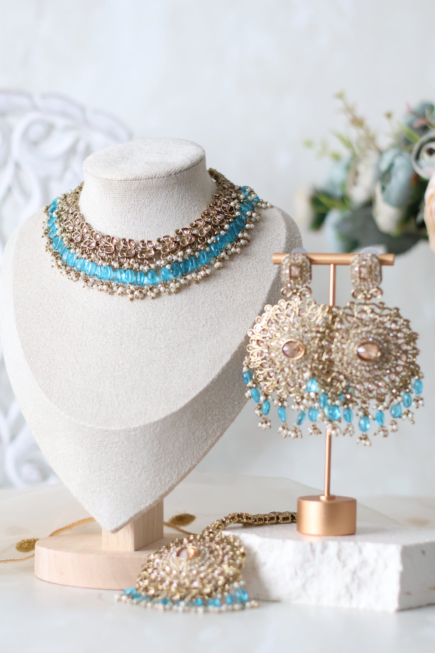 Heer necklace set  - Firozi