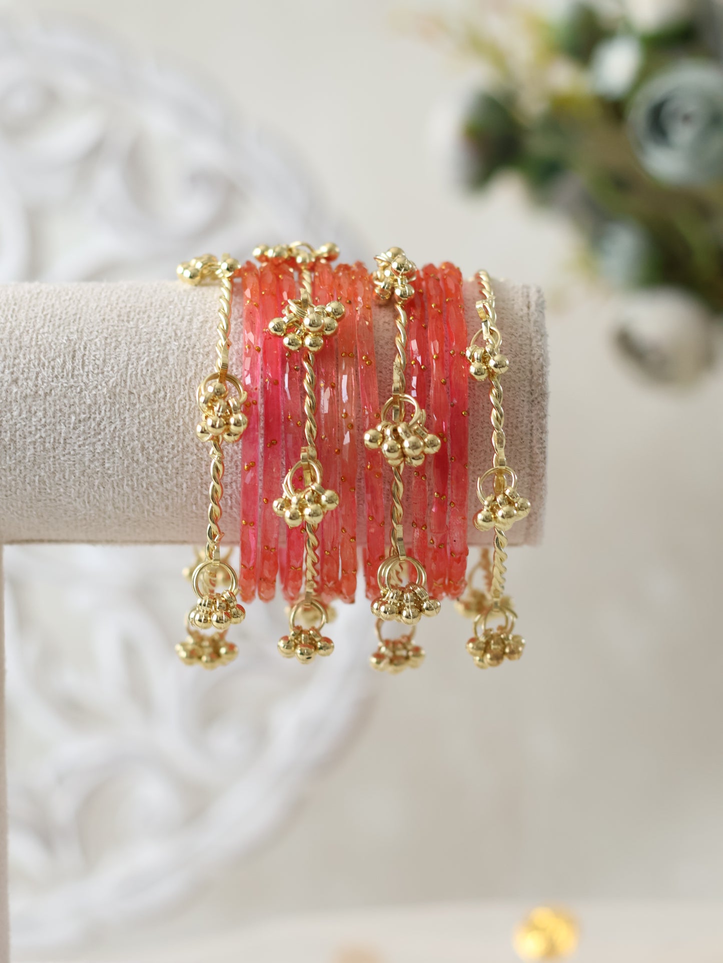 Kashmiri Bangles - Coral