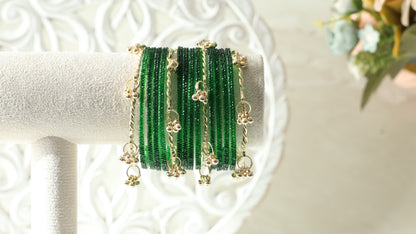 Kashmiri Bangles - Glitter Emerald