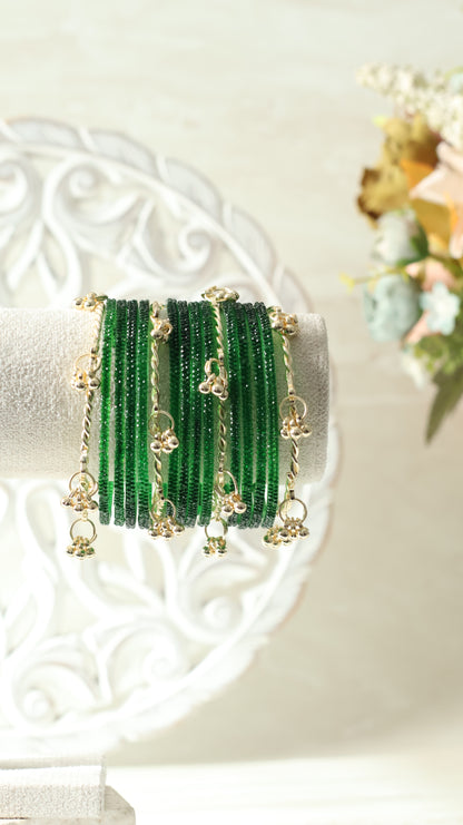 Kashmiri Bangles - Glitter Emerald