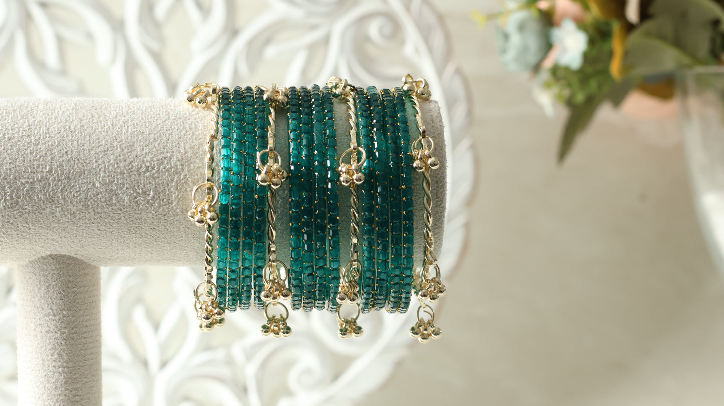 Kashmiri Bangles - Glitter Teal