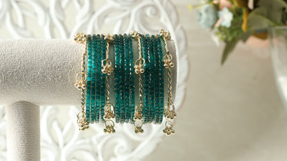 Kashmiri Bangles - Glitter Teal