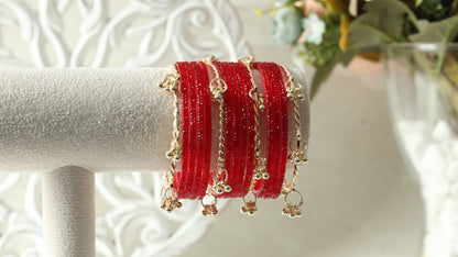 Kashmiri Bangles - Glitter Red