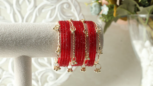 Kashmiri Bangles - Glitter Red