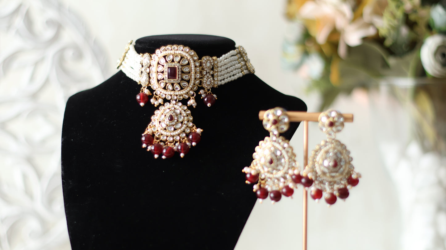 Aaliya necklace set - Ruby