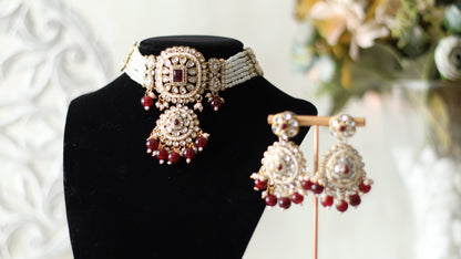 Aaliya necklace set - Ruby