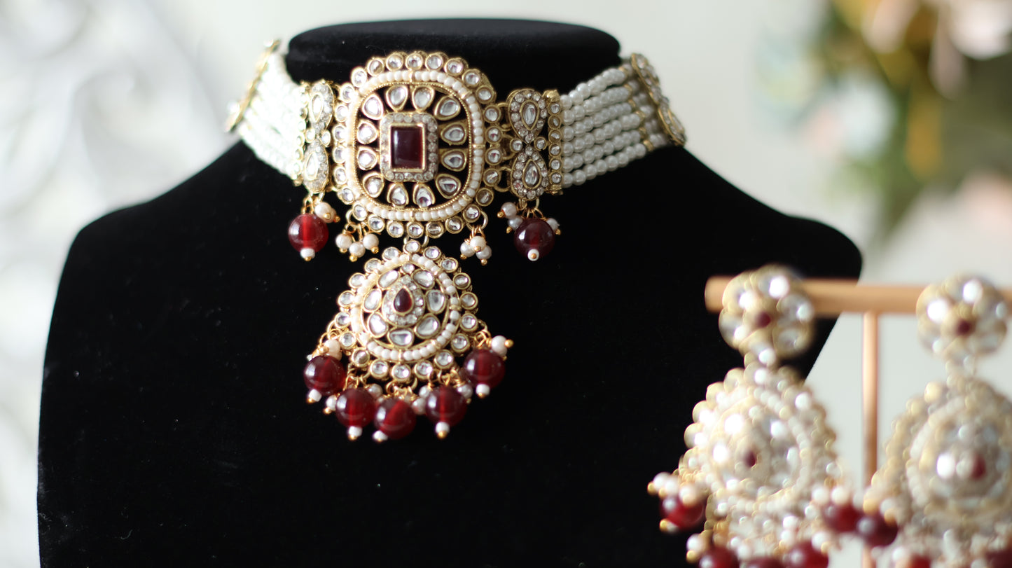 Aaliya necklace set - Ruby