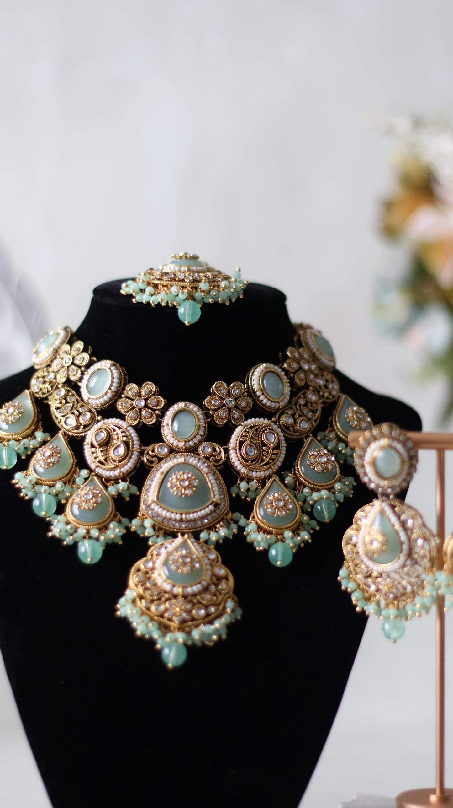 Jannat necklace set - Mint