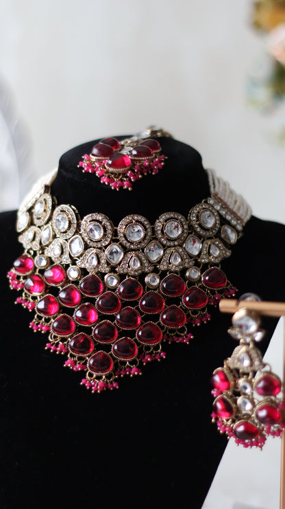 Aamna necklace set - Ruby