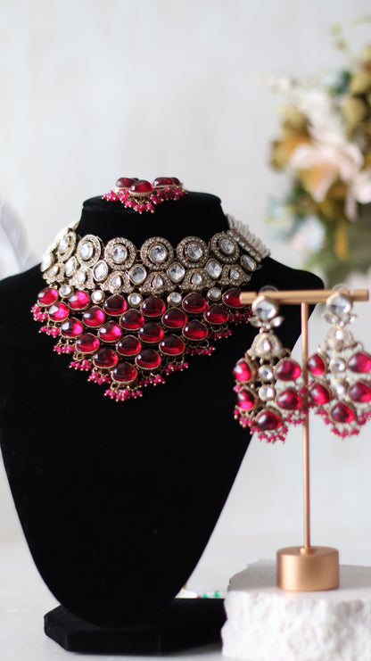 Aamna necklace set - Ruby