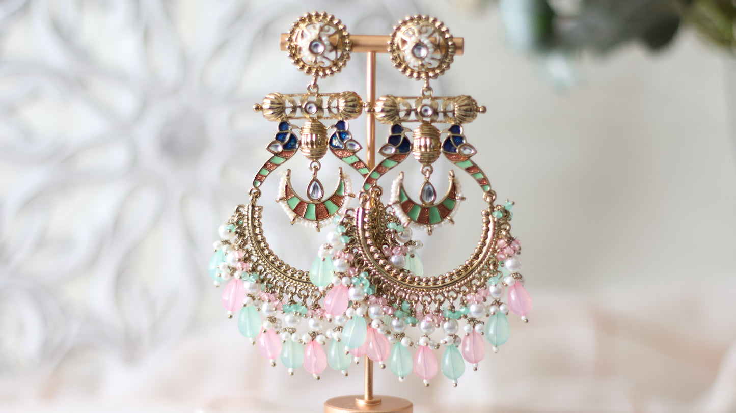 Laila earrings - Mint/Pink