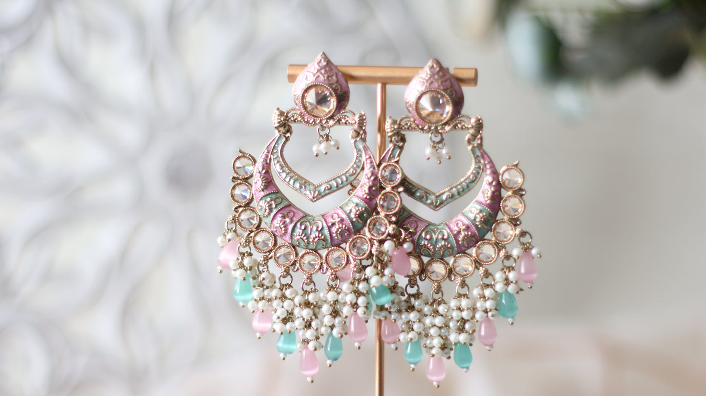 Tara earrings - Mint/Pink