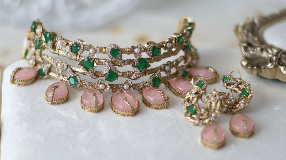 Wafa Necklace set - Pink
