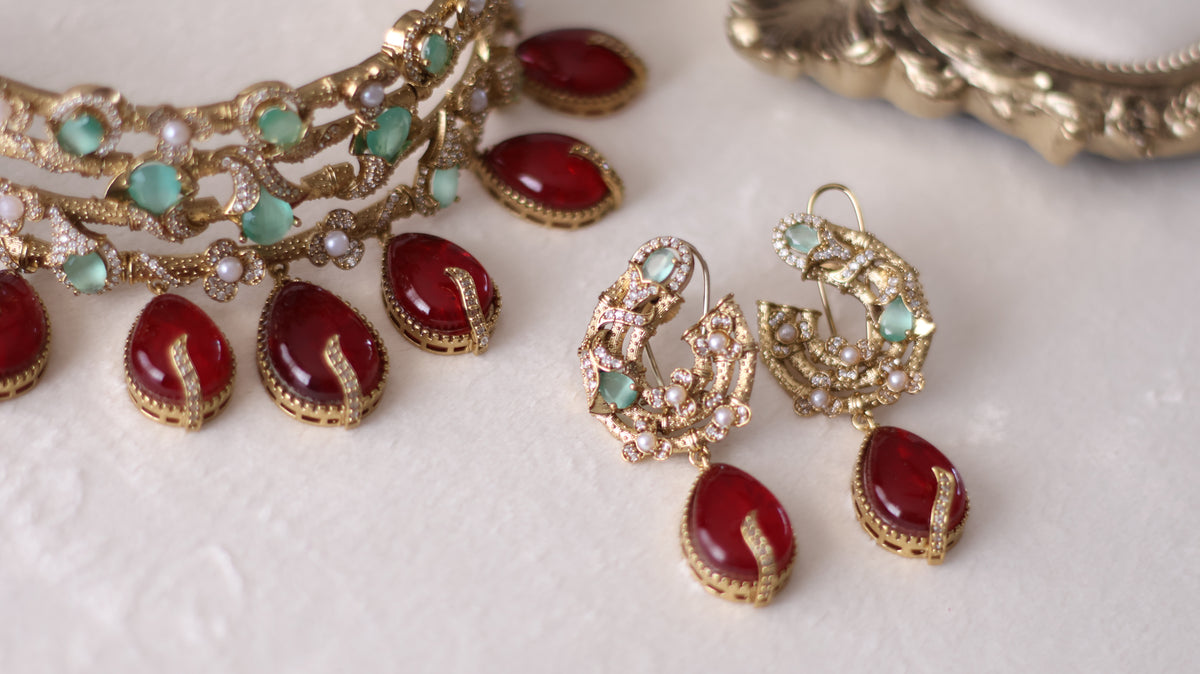 Wafa Necklace set - Ruby
