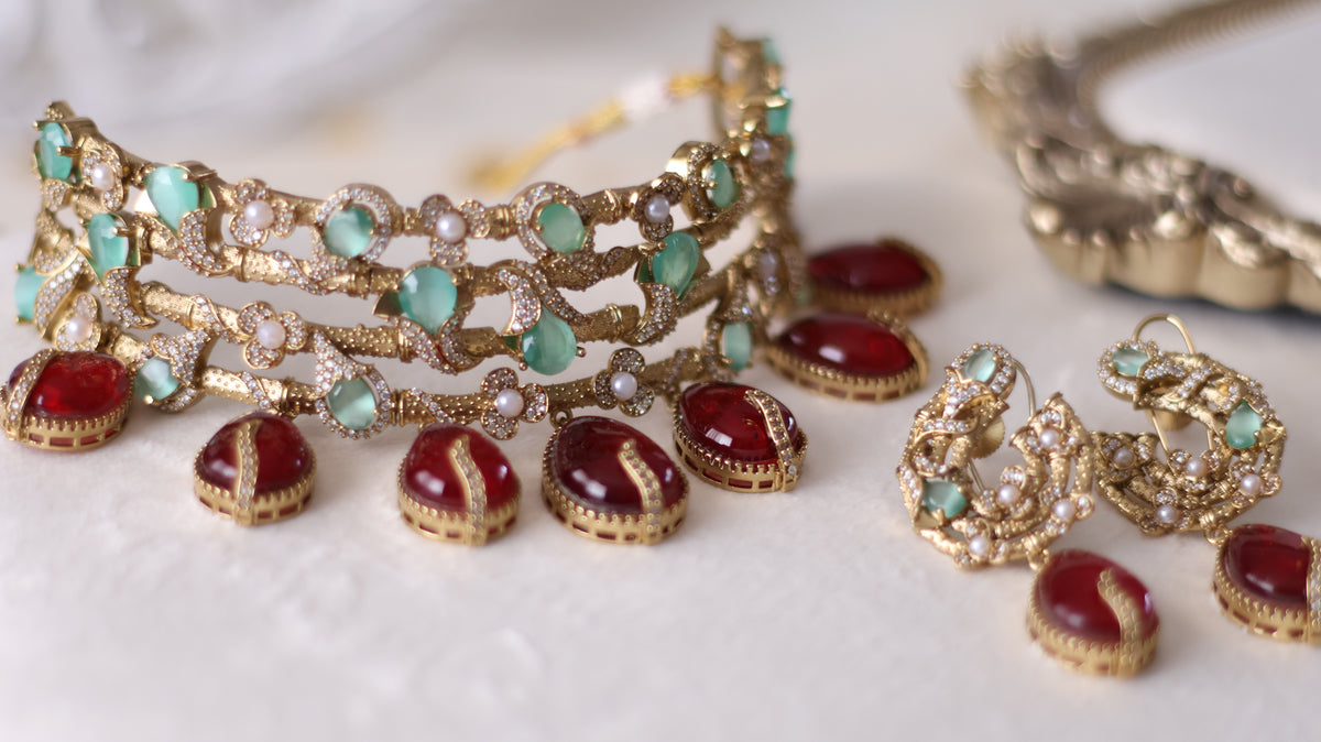 Wafa Necklace set - Ruby