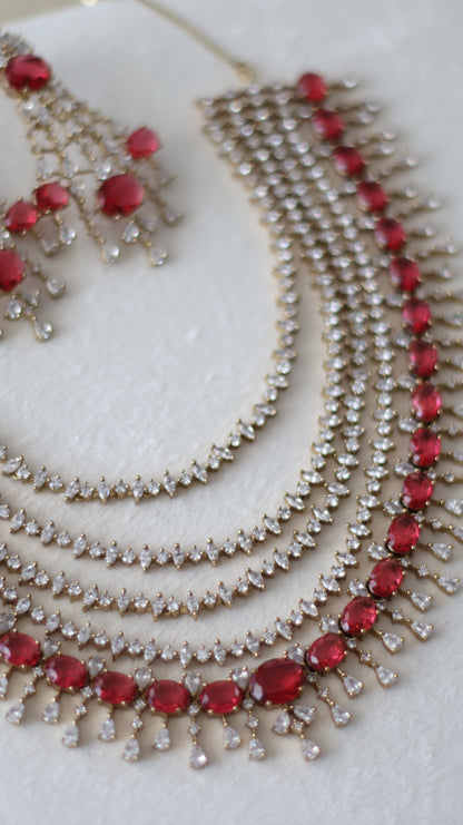 Jiya necklace set - Ruby