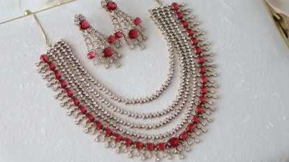 Jiya necklace set - Ruby