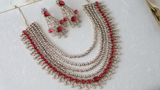 Jiya necklace set - Ruby